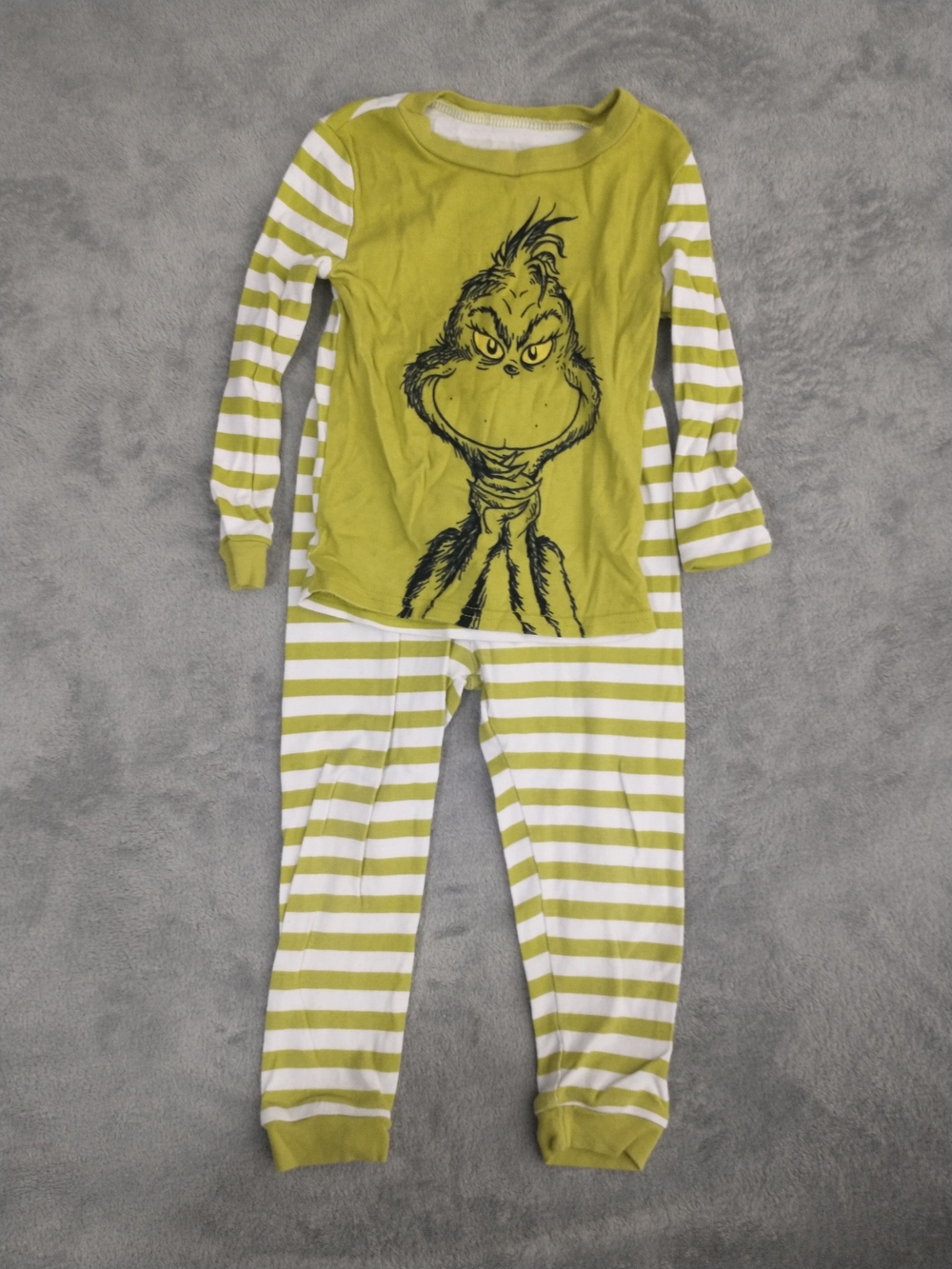 Dr. Seuss - 4T - Kids The Grinch (RN# 119419) White & Green Striped Pajama Set